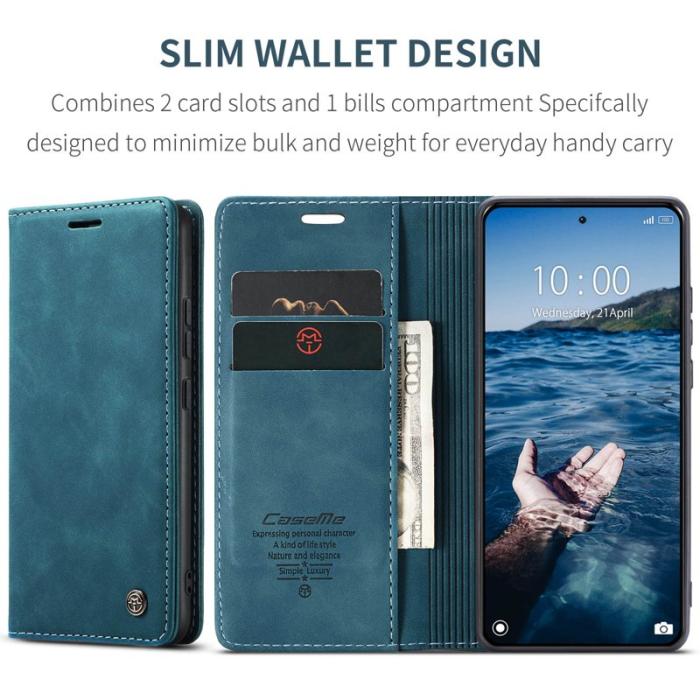Caseme - CASEME 013 Series Xiaomi 14 Pro Skal Läder Kortfodral Blå