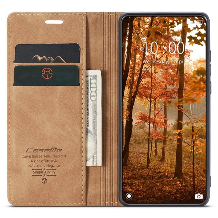 Caseme - CASEME 013 Series Xiaomi 14 Pro Skal Läder Kortfodral Brun