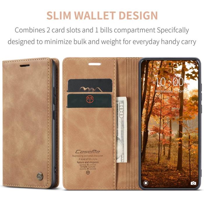 Caseme - CASEME 013 Series Xiaomi 14 Pro Skal Läder Kortfodral Brun