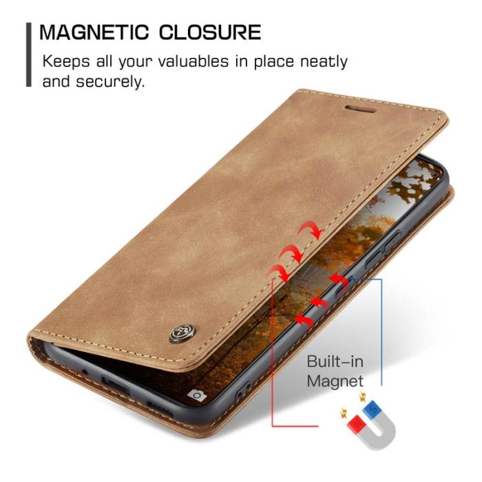 Caseme - CASEME 013 Series Xiaomi 14 Pro Skal Läder Kortfodral Brun