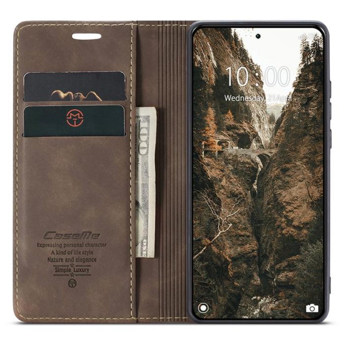 Caseme - CASEME 013 Series Xiaomi 14 Pro Skal Läder Kortfodral Kaffe