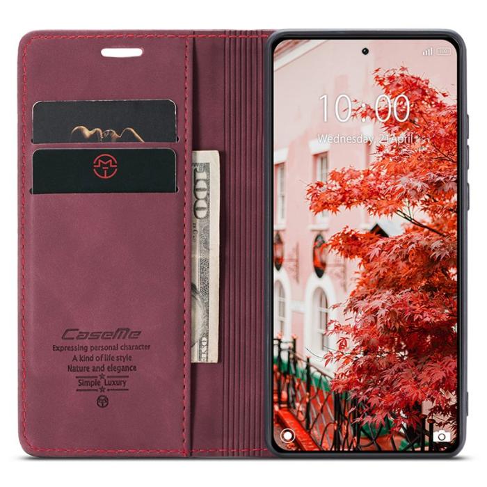 Caseme - CASEME 013 Series Xiaomi 14 Pro Skal Läder Kortfodral Röd