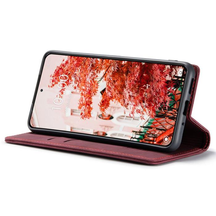 Caseme - CASEME 013 Series Xiaomi 14 Pro Skal Läder Kortfodral Röd