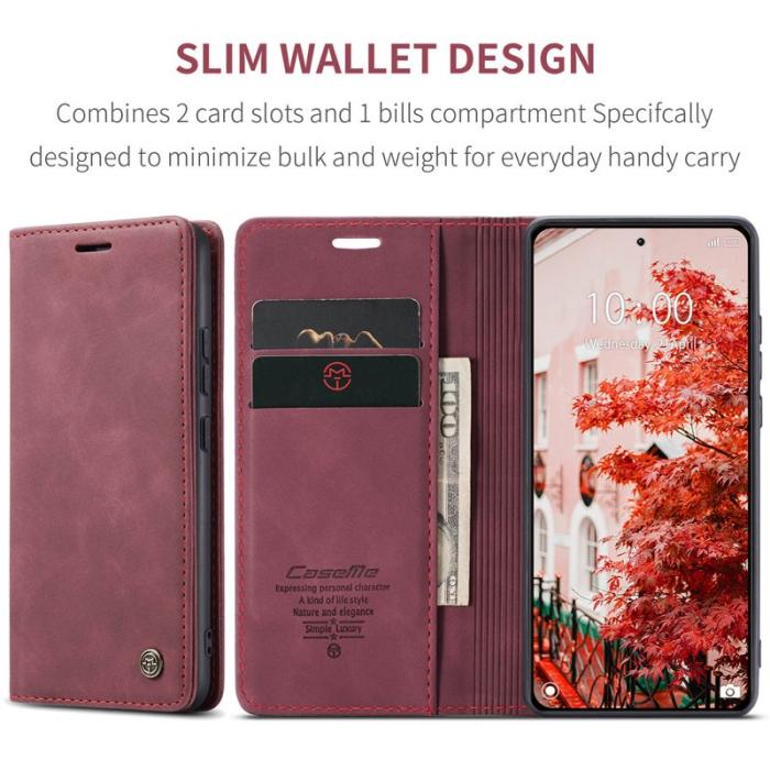 Caseme - CASEME 013 Series Xiaomi 14 Pro Skal Läder Kortfodral Röd