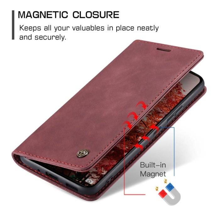 Caseme - CASEME 013 Series Xiaomi 14 Pro Skal Läder Kortfodral Röd