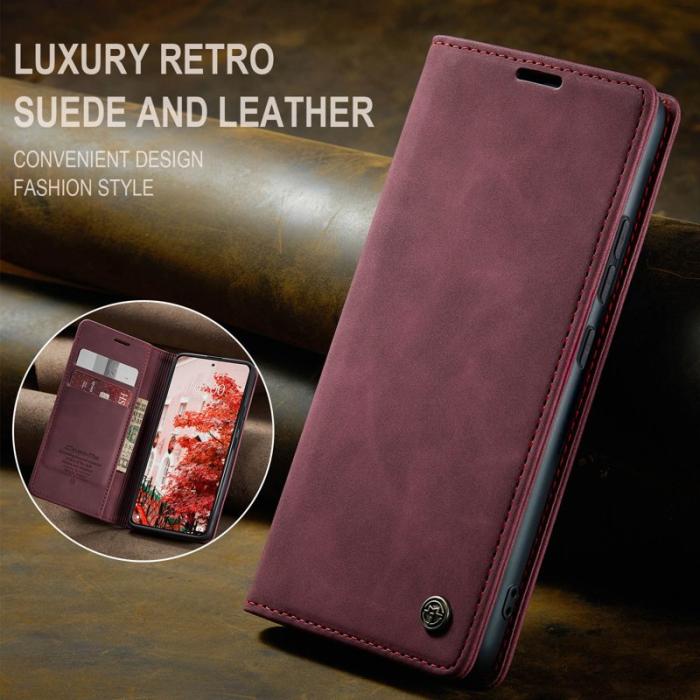 Caseme - CASEME 013 Series Xiaomi 14 Pro Skal Läder Kortfodral Röd