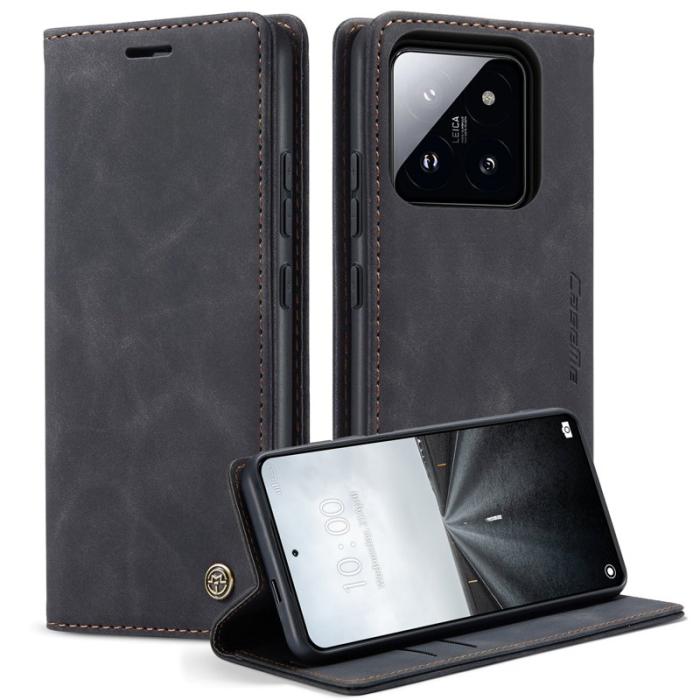Caseme - CASEME 013 Series Xiaomi 14 Pro Skal Läder Kortfodral Svart