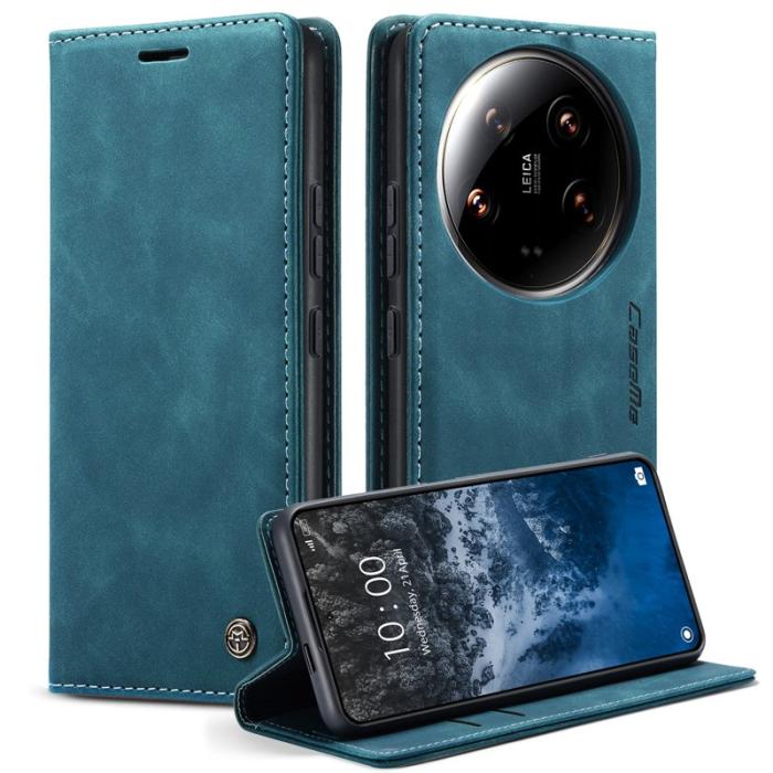 Caseme - CASEME 013 Series Xiaomi 14 Ultra Ställfodral Läder Blå
