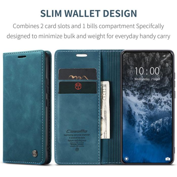 Caseme - CASEME 013 Series Xiaomi 14 Ultra Ställfodral Läder Blå