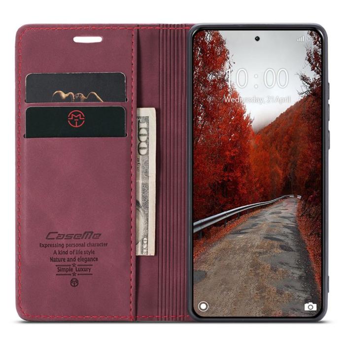 Caseme - CASEME 013 Series Xiaomi 14 Ultra Ställfodral Läder Röd