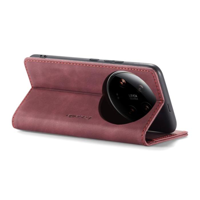 Caseme - CASEME 013 Series Xiaomi 14 Ultra Ställfodral Läder Röd