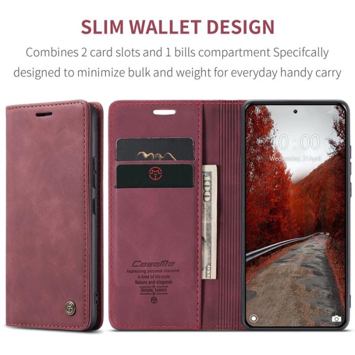 Caseme - CASEME 013 Series Xiaomi 14 Ultra Ställfodral Läder Röd