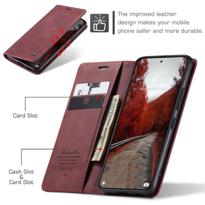 Caseme - CASEME 013 Series Xiaomi 14 Ultra Ställfodral Läder Röd