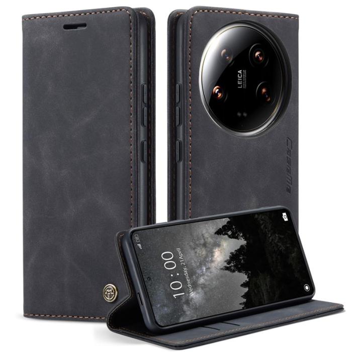 Caseme - CASEME 013 Series Xiaomi 14 Ultra Ställfodral Läder Svart