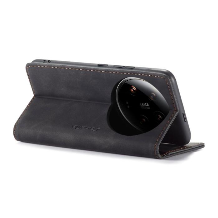 Caseme - CASEME 013 Series Xiaomi 14 Ultra Ställfodral Läder Svart