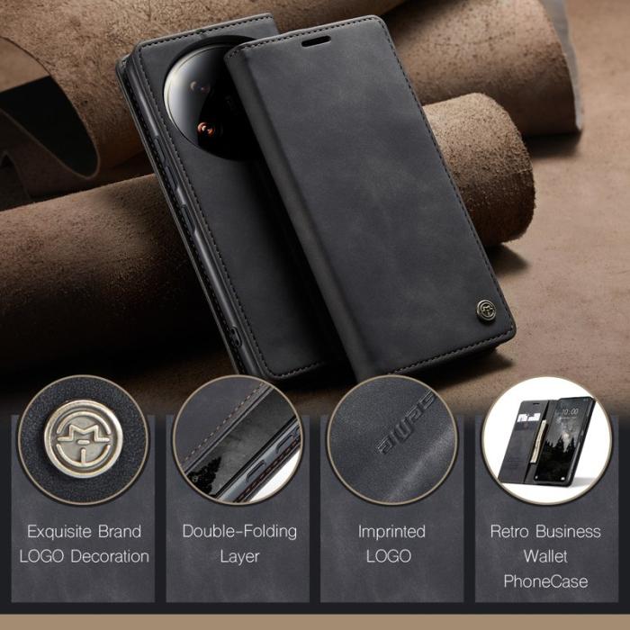 Caseme - CASEME 013 Series Xiaomi 14 Ultra Ställfodral Läder Svart
