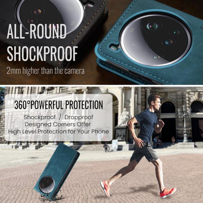 Caseme - CASEME 013 Series Xiaomi 15 Ultra Wallet Case PU Läder Blå