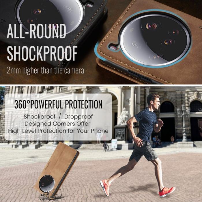 Caseme - CASEME 013 Series Xiaomi 15 Ultra Wallet Case PU Läder - Brun