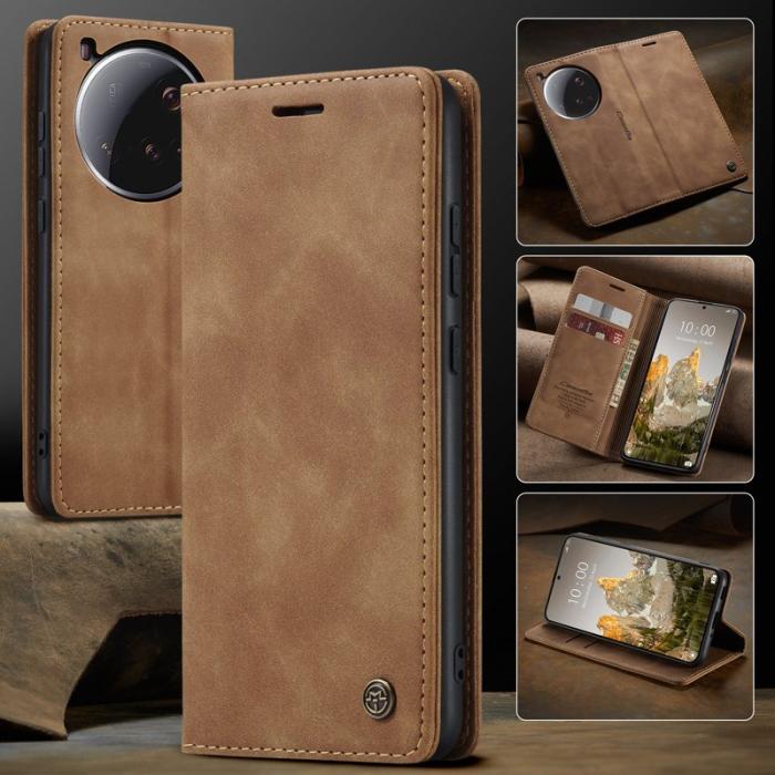 Caseme - CASEME 013 Series Xiaomi 15 Ultra Wallet Case PU Läder - Brun