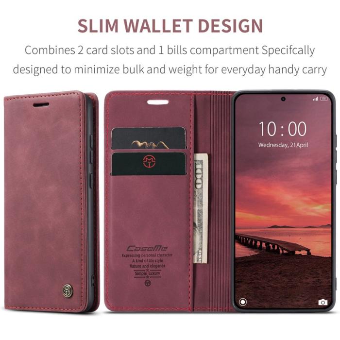 Caseme - CASEME 013 Series Xiaomi 15T Pro Wallet Case PU Läder Röd