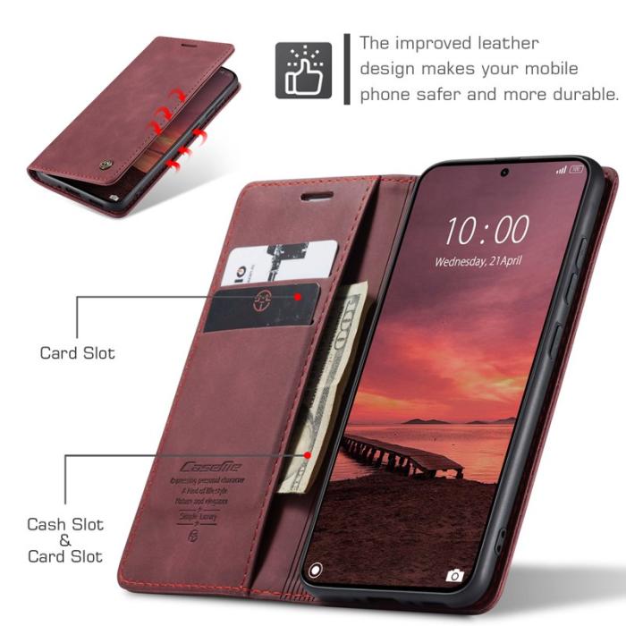 Caseme - CASEME 013 Series Xiaomi 15T Pro Wallet Case PU Läder Röd