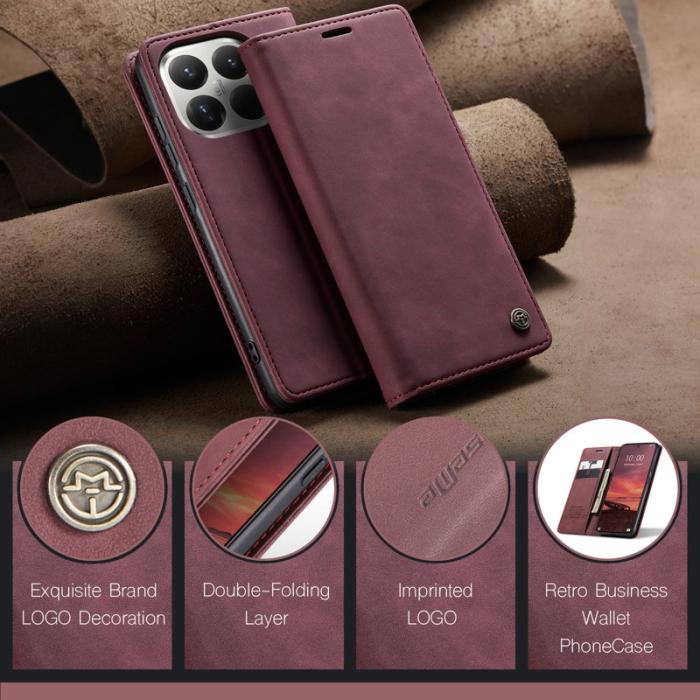 Caseme - CASEME 013 Series Xiaomi 15T Pro Wallet Case PU Läder Röd