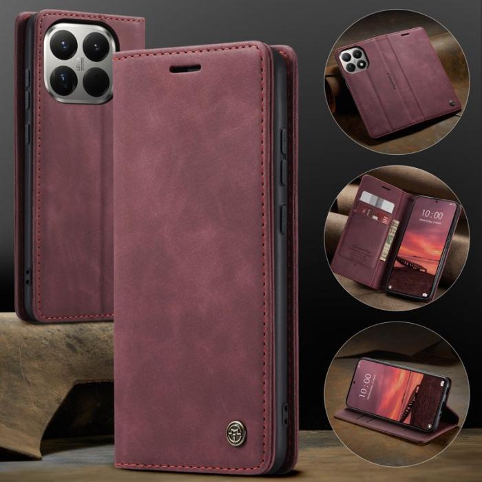 Caseme - CASEME 013 Series Xiaomi 15T Pro Wallet Case PU Läder Röd
