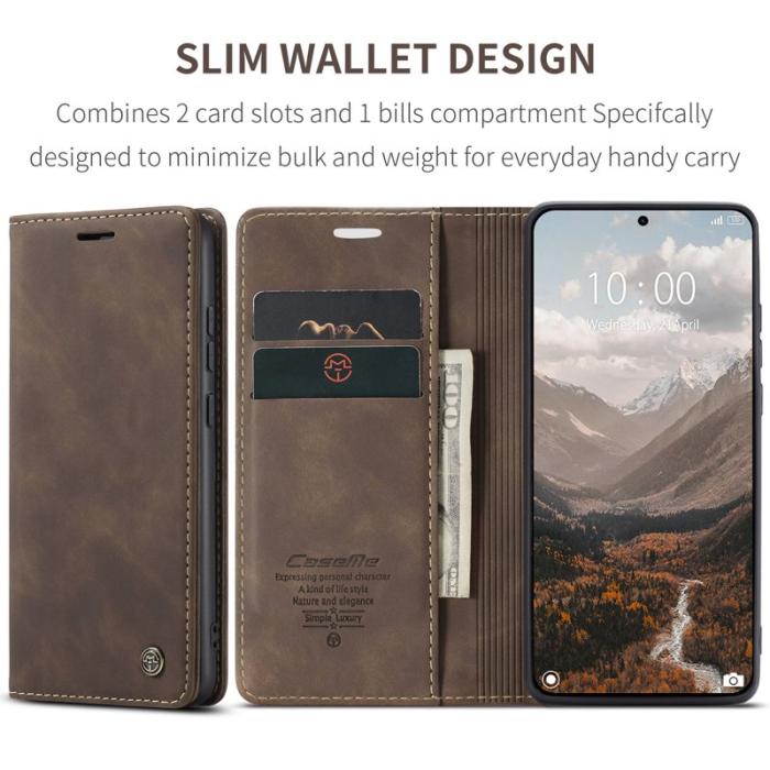 Caseme - CASEME 013 Series Xiaomi 15T Wallet Case PU Läder Fodral - Kaffe