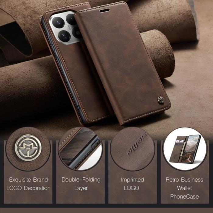 Caseme - CASEME 013 Series Xiaomi 15T Wallet Case PU Läder Fodral - Kaffe