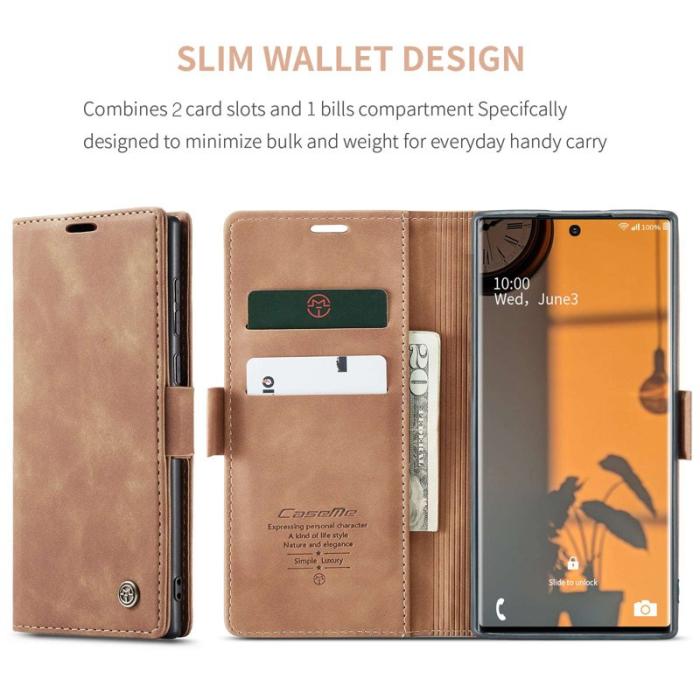 Caseme - CASEME 013 Simplicity Läderfodral för Samsung Galaxy Note20 Ultra - Brun