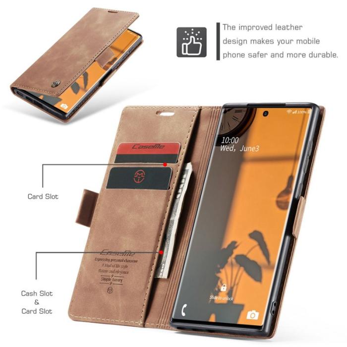 Caseme - CASEME 013 Simplicity Läderfodral för Samsung Galaxy Note20 Ultra - Brun