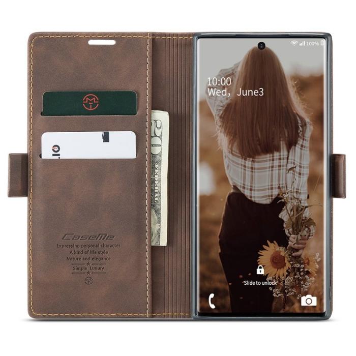 Caseme - CASEME 013 Simplicity Läderfodral för Samsung Galaxy Note20 Ultra - Coffee