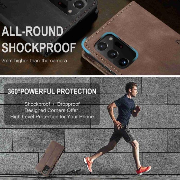 Caseme - CASEME 013 Simplicity Läderfodral för Samsung Galaxy Note20 Ultra - Coffee