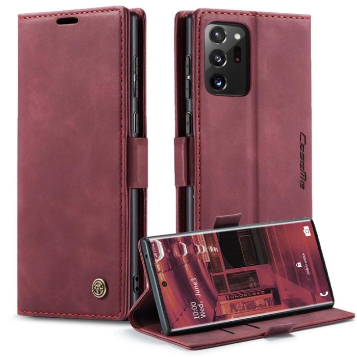 Caseme - CASEME 013 Simplicity Läderfodral Samsung Galaxy Note20 Ultra Vinröd