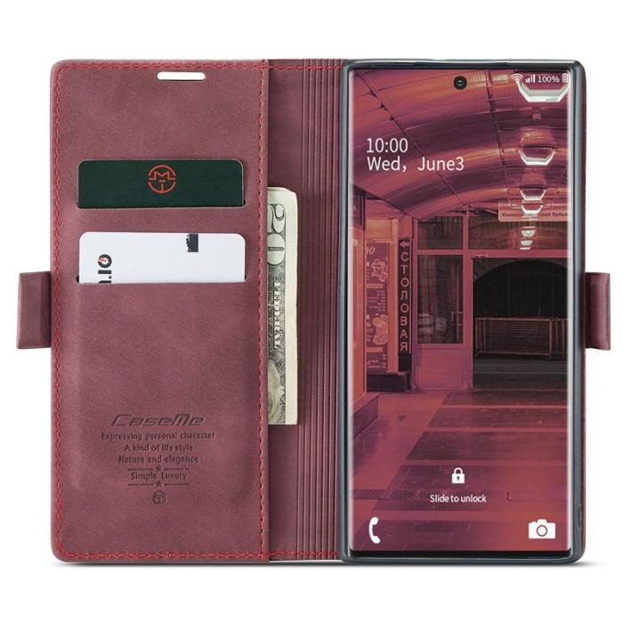 Caseme - CASEME 013 Simplicity Läderfodral Samsung Galaxy Note20 Ultra Vinröd