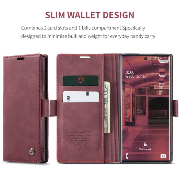 Caseme - CASEME 013 Simplicity Läderfodral Samsung Galaxy Note20 Ultra Vinröd