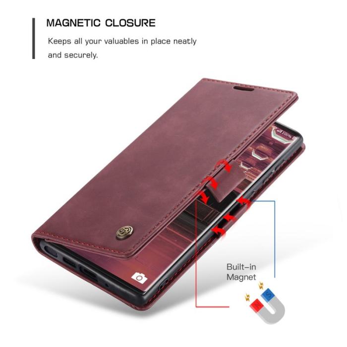 Caseme - CASEME 013 Simplicity Läderfodral Samsung Galaxy Note20 Ultra Vinröd