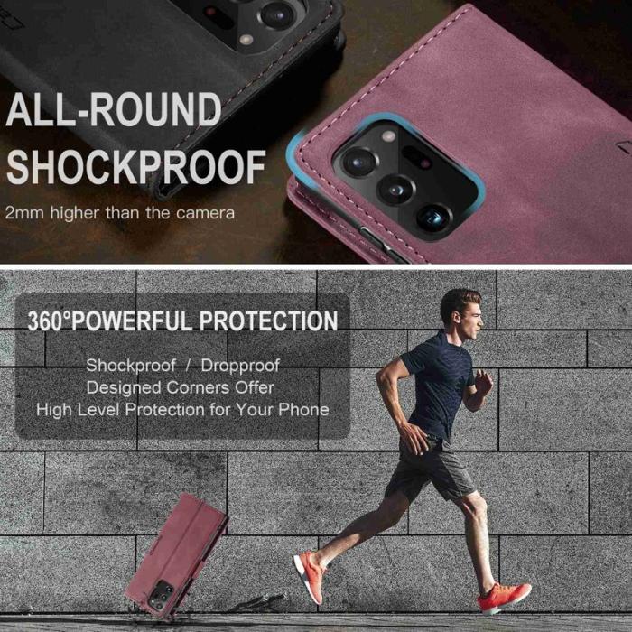 Caseme - CASEME 013 Simplicity Läderfodral Samsung Galaxy Note20 Ultra Vinröd