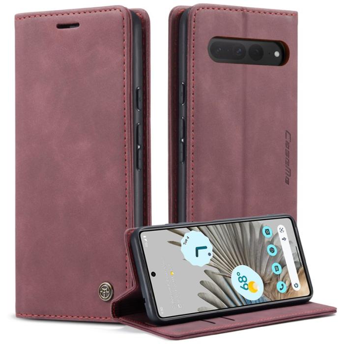 Caseme - CASEME 013 Skal för Google Pixel 7 Pro 5G Röd PU Läder Flip