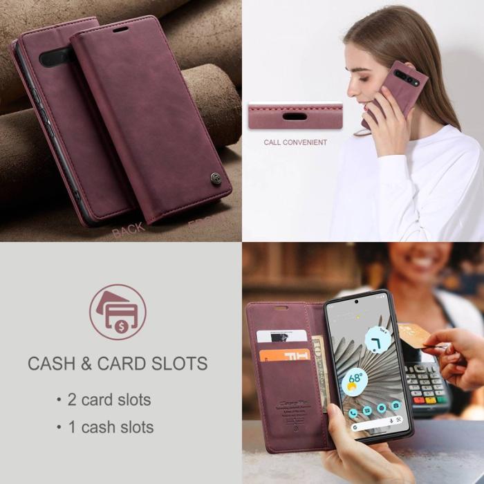 Caseme - CASEME 013 Skal för Google Pixel 7 Pro 5G Röd PU Läder Flip
