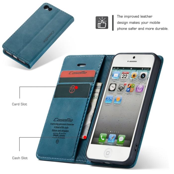 Caseme - CASEME 013 Skal för iPhone 5s/SE (1:a gen) Läder Blå