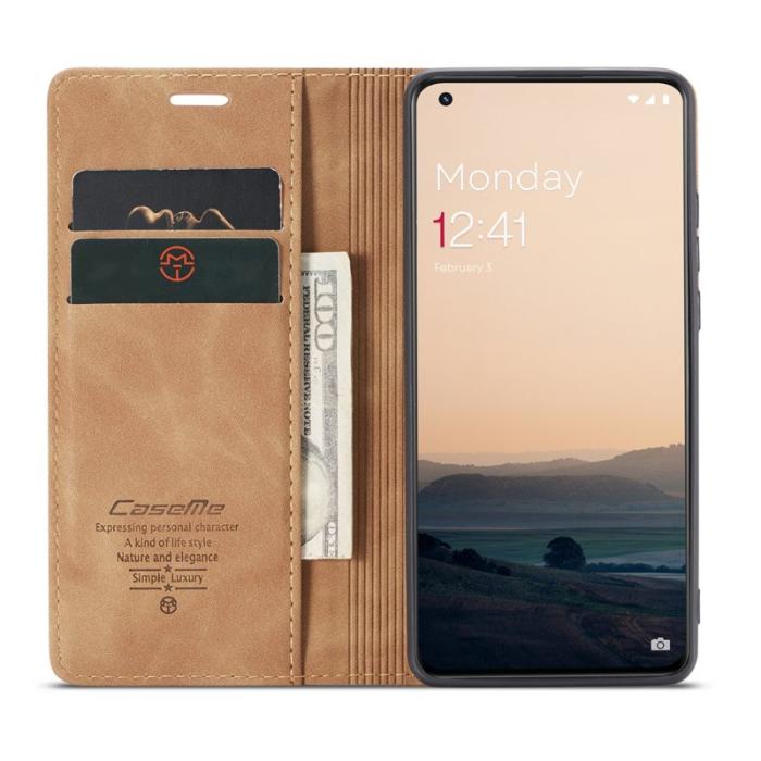 Caseme - CASEME 013 Skal för OnePlus 11 5G Magnetisk Flip PU Läder Brun