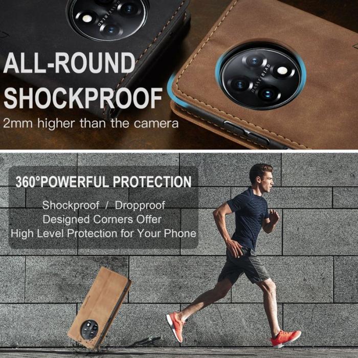 Caseme - CASEME 013 Skal för OnePlus 11 5G Magnetisk Flip PU Läder Brun