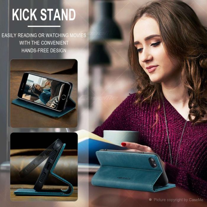 Caseme - CASEME 013 Skal i PU-läder med plånbok för iPhone 8/7/SE Blå