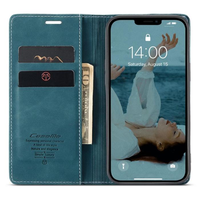 Caseme - CASEME 013 Skal i PU-läder med ställ för iPhone 13 Pro - Grön