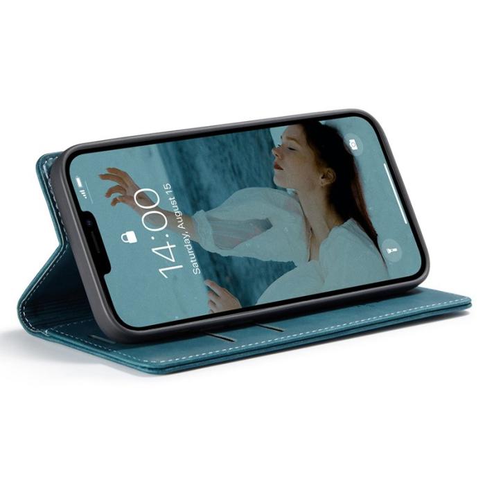 Caseme - CASEME 013 Skal i PU-läder med ställ för iPhone 13 Pro - Grön