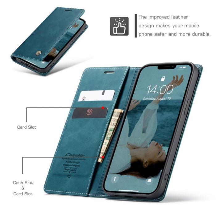 Caseme - CASEME 013 Skal i PU-läder med ställ för iPhone 13 Pro - Grön