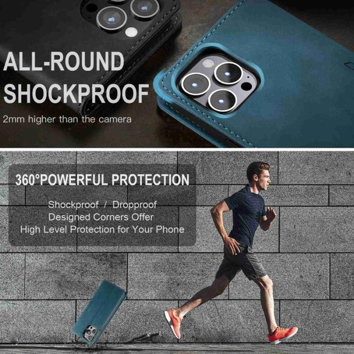 Caseme - CASEME 013 Skal i PU-läder med ställ för iPhone 13 Pro - Grön