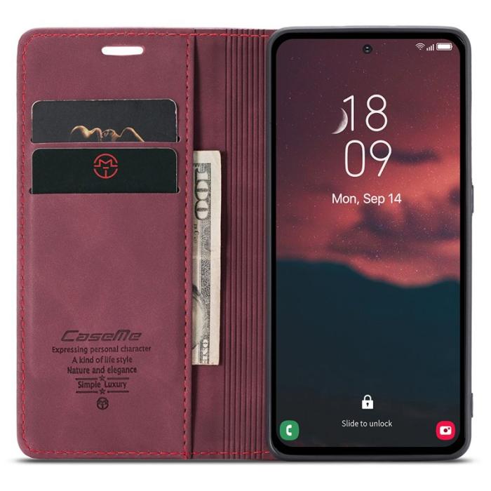 Caseme - CASEME 013 Mobilskal till Samsung Galaxy A54 5G KonstLäder Vinröd