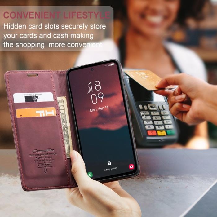 Caseme - CASEME 013 Mobilskal till Samsung Galaxy A54 5G KonstLäder Vinröd